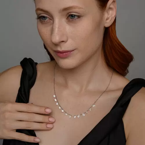 Колье 94070349 серебро с подвесками_2