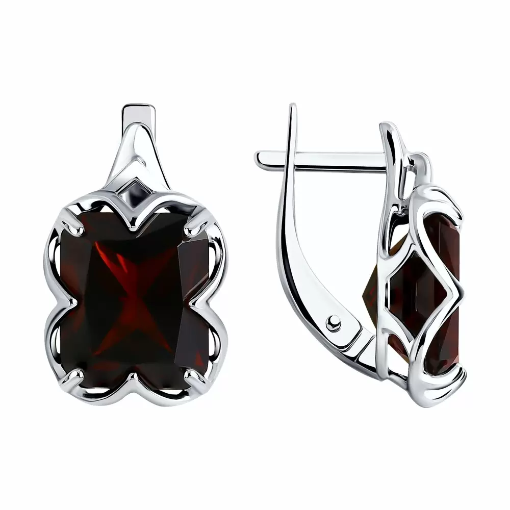 Серьги один камень 92021364 серебро_0