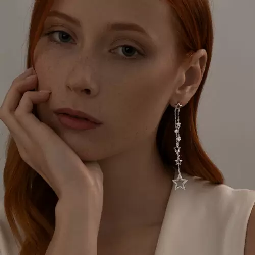 Серьги подвесные 94025894 серебро Звезда_1