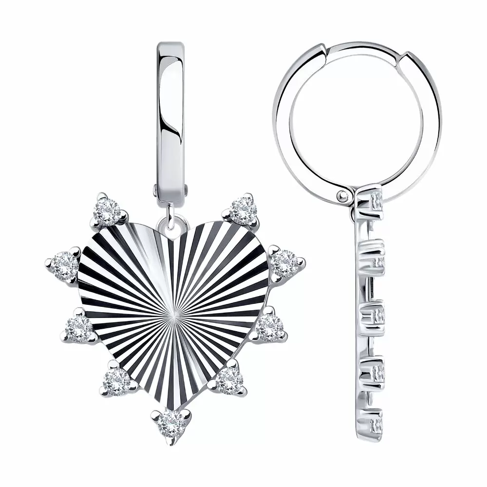 Серьги подвесные 94027815 серебро Сердце_0