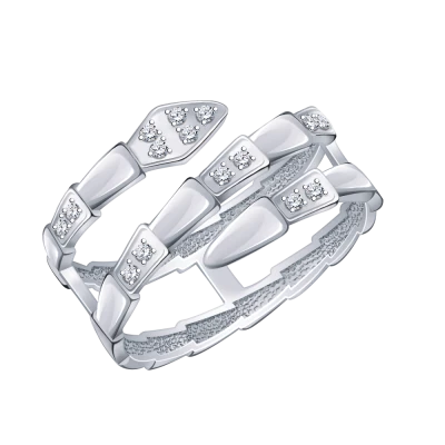 Кольцо 10969-925 серебро Булгари Змея