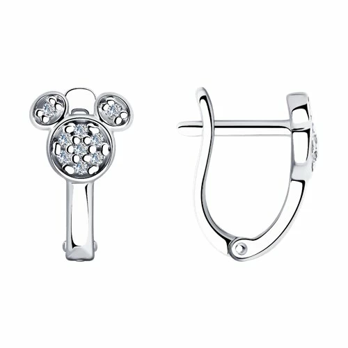 Серьги 94025700 серебро Микки Маус