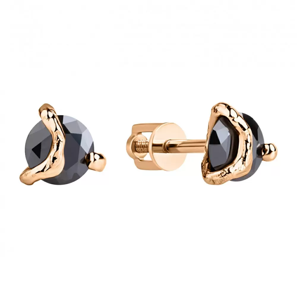 Серьги пусеты ПУСл73.пара.чрнФ.з585 золото_0