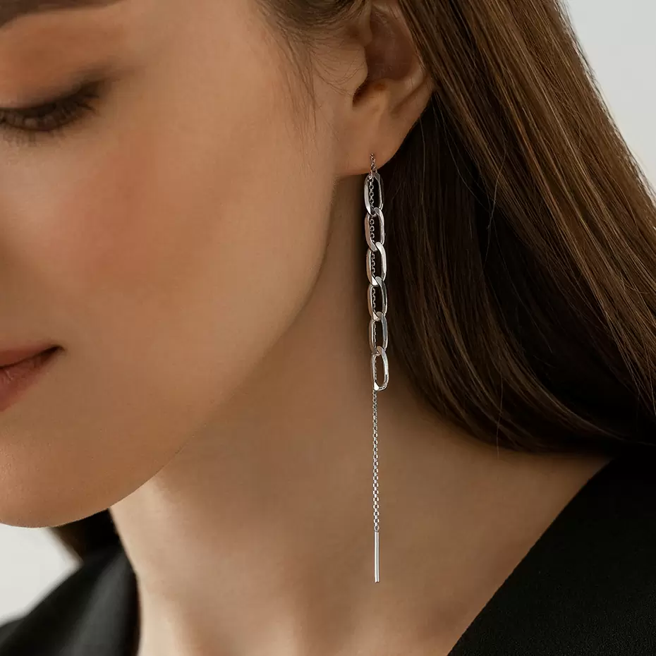 Серьги продевки НС22-388Ю-3 серебро Цепи_2