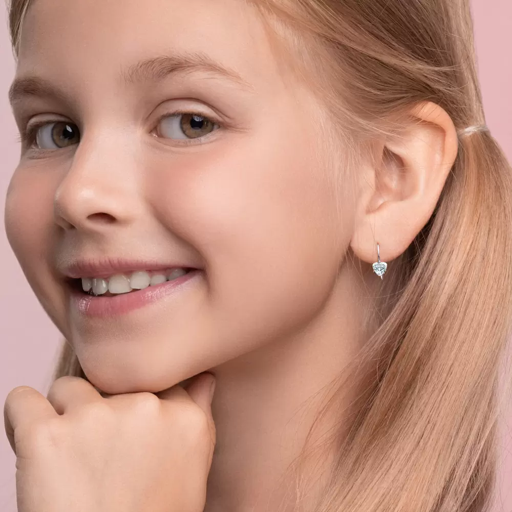Серьги один камень 94020577 серебро Сердце_1