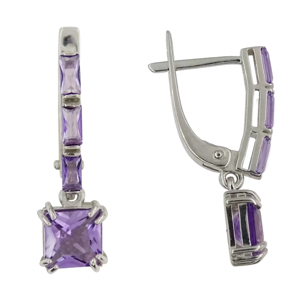 Серьги подвесные 2-1182 ам серебро