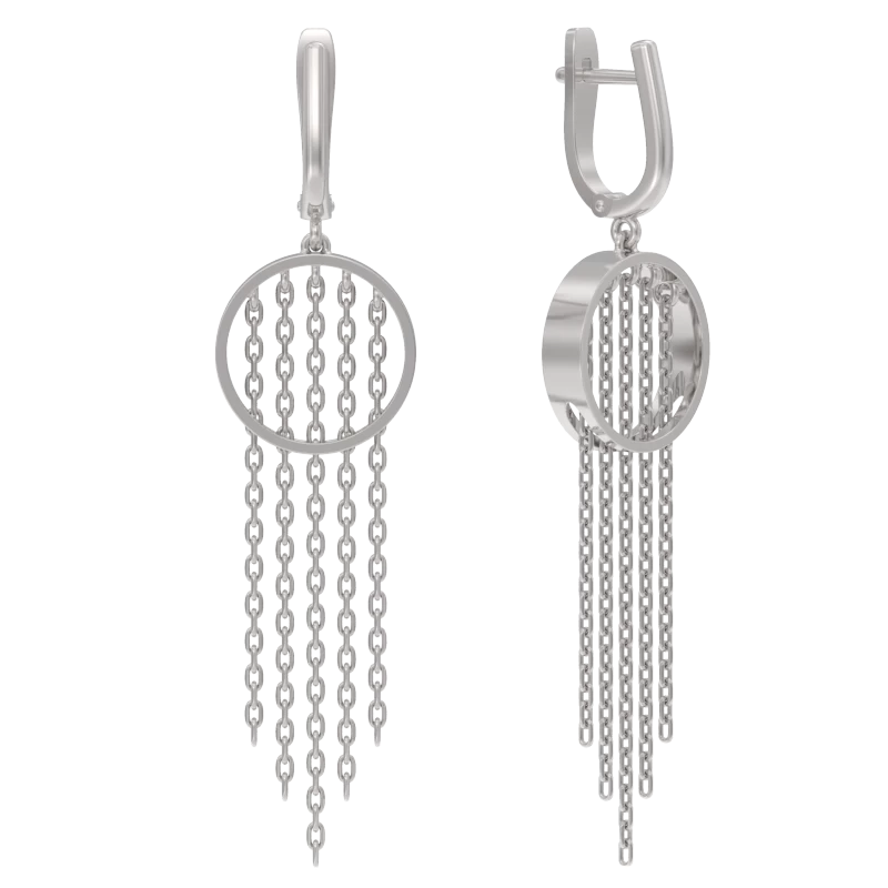Серьги подвесные 1043972-00000 серебро Цепи