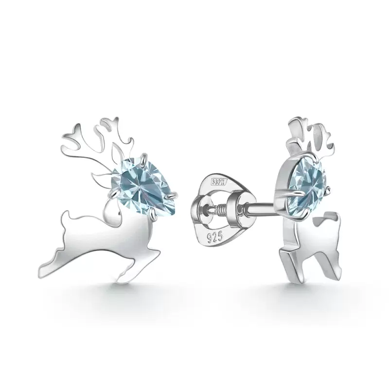 Серьги пусеты 207934-002-0019 серебро Олень