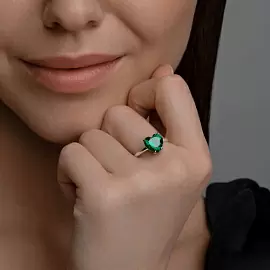 Кольцо один камень 94014263 серебро Сердце_2
