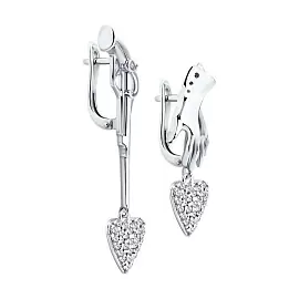 Серьги подвесные 94026407 серебро Сердце_0