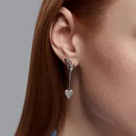 Серьги подвесные 94026407 серебро Сердце_2