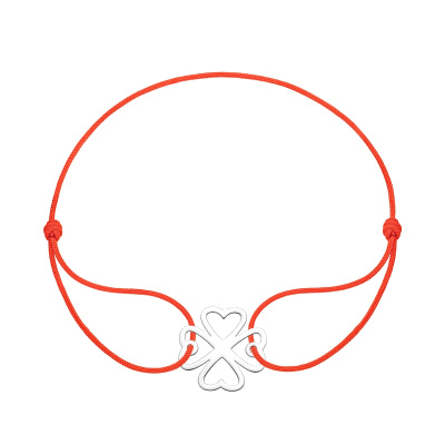 Браслет красная нить 00070463-6 серебро Клевер