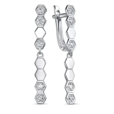 Серьги подвесные 63070 серебро сота