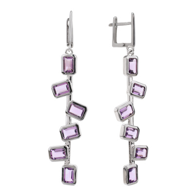 Серьги подвесные C02281 серебро