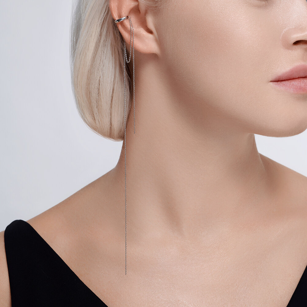 Серьги кафф 94170276 серебро Цепи