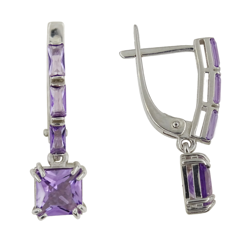 Серьги подвесные 2-1182 ам серебро