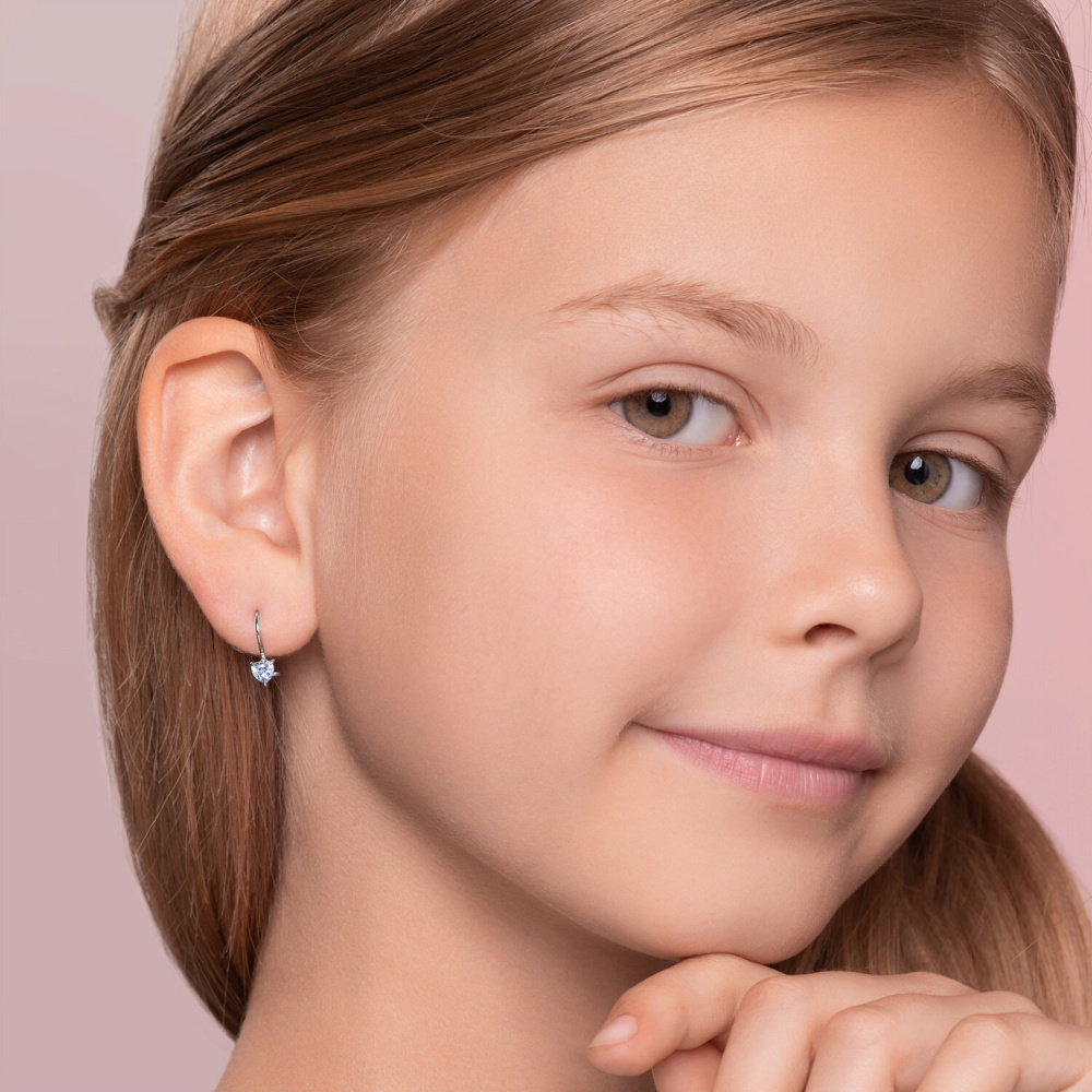 Серьги один камень 94020586 серебро Сердце