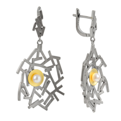 Серьги подвесные C02308 серебро
