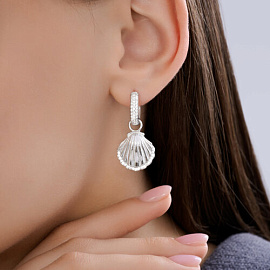 Серьги подвесные 94027229 серебро Ракушка_2
