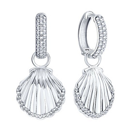 Серьги подвесные 94027229 серебро Ракушка_1